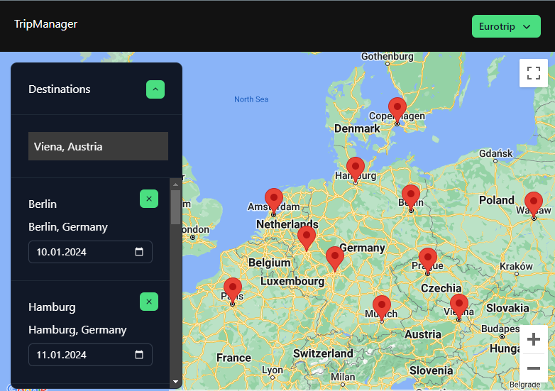 TripManager - Trip Planner App with Map View